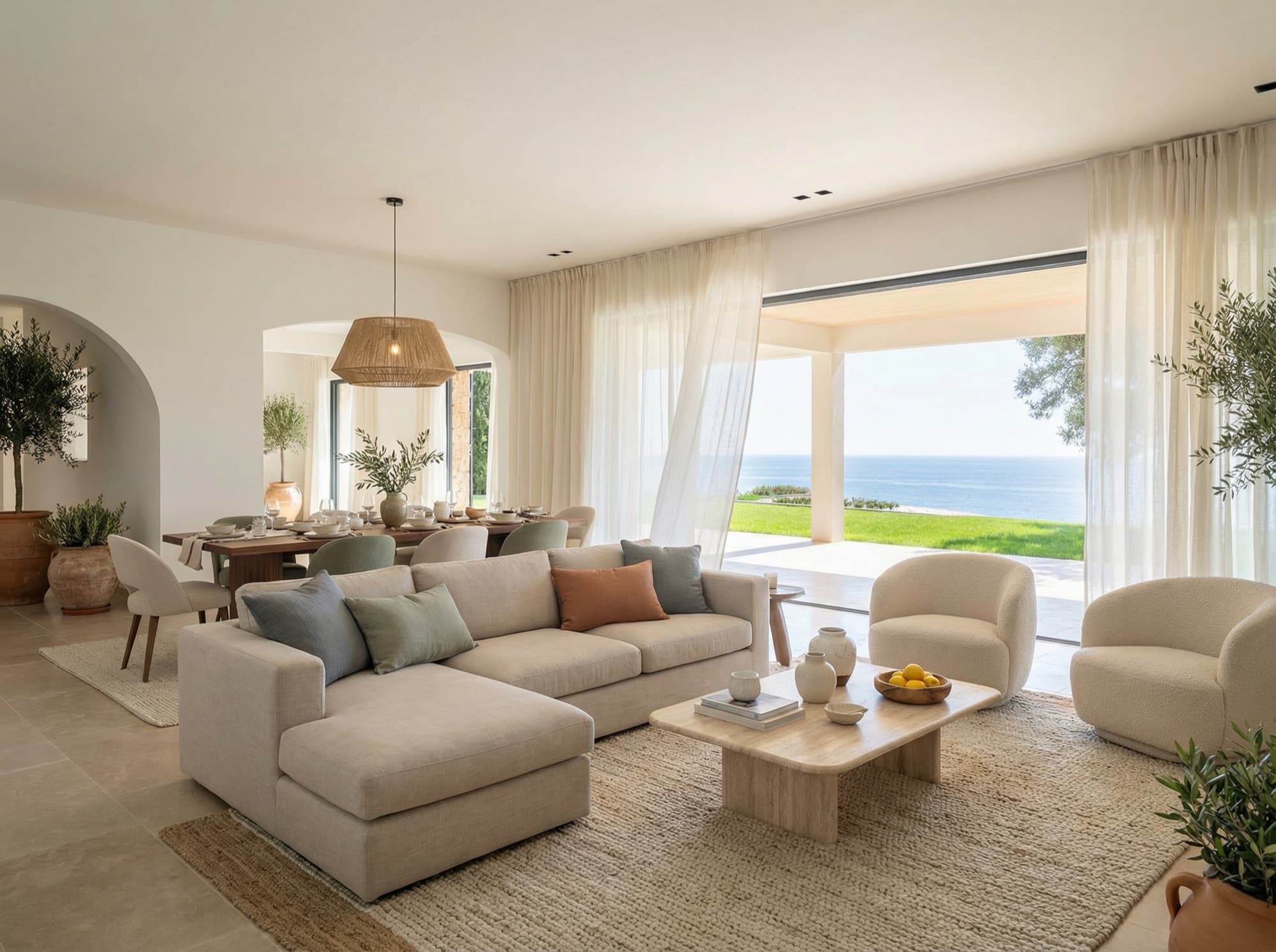 Wunderschön inszenierter living mit KI-generierten Möbeln