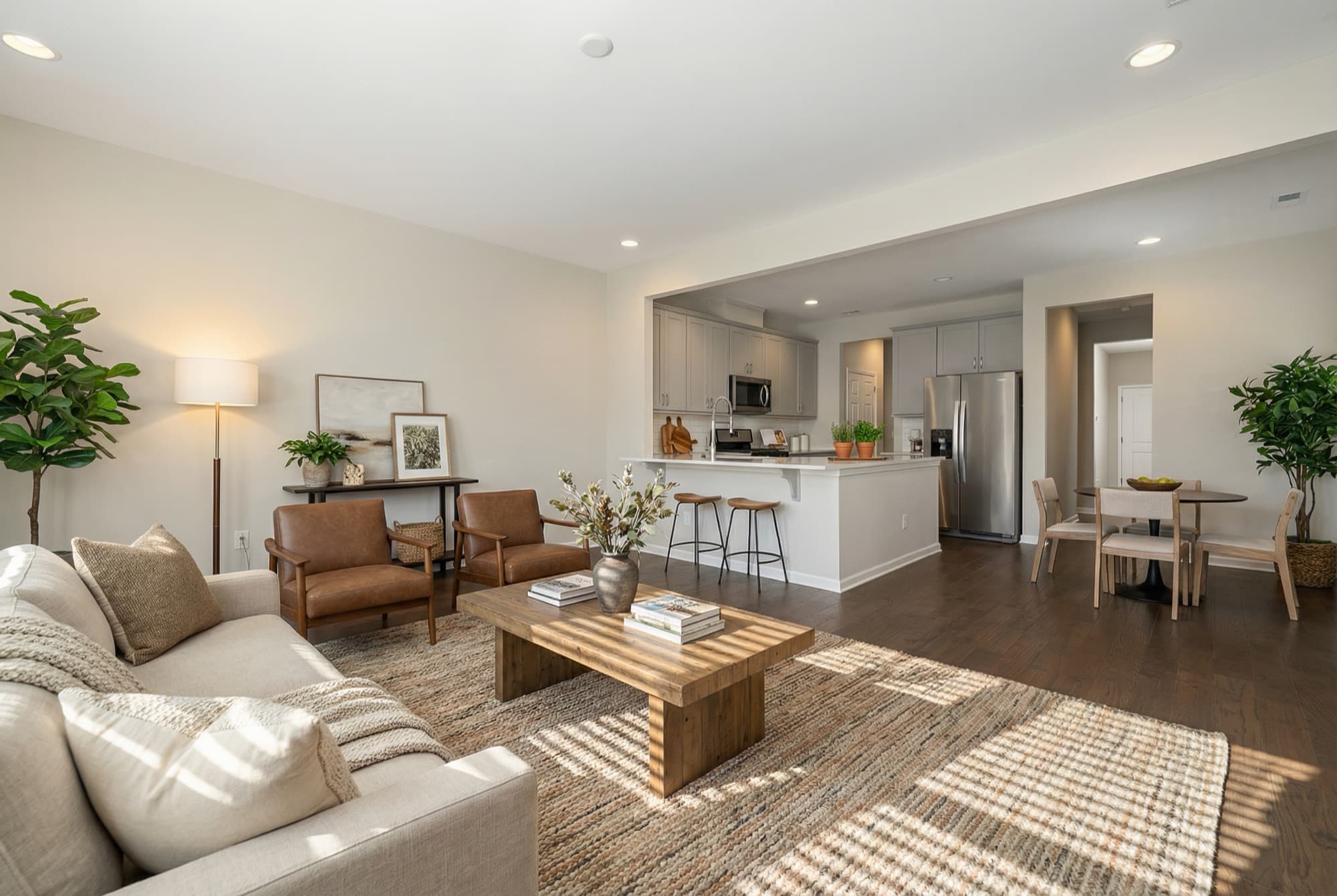 Wunderschön inszenierter living mit KI-generierten Möbeln